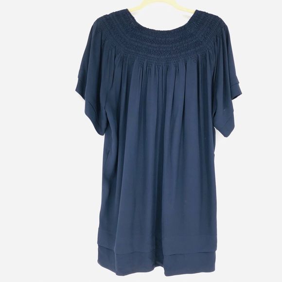 3.1 PHILLIP LIM Navy Blue Silk Short Sleeve Mini Dress US8 Medium - Picture 6 of 9